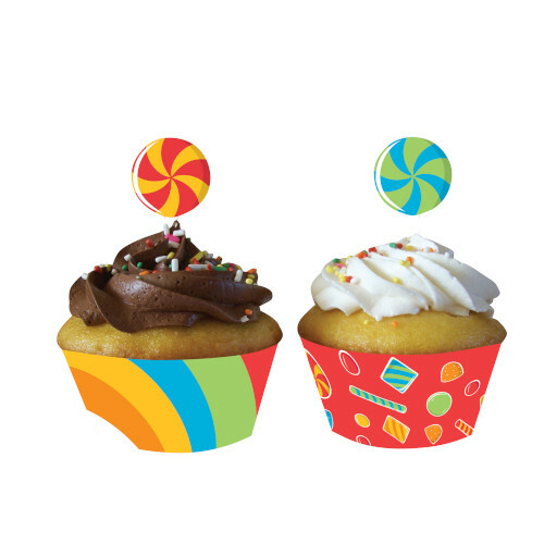 Candy Cupcake Topper Candy Party Cupcake Picks Cupcake Wrappers 12ct