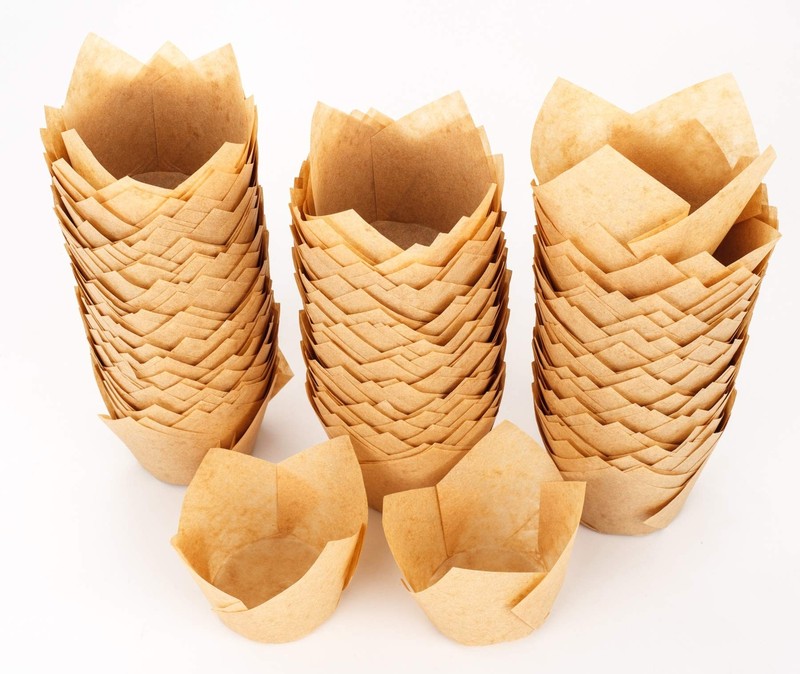 GOLDEN APPLE, 200 Pcs Tulip Cupcake Liner Baking Cup Muffin Tins Cups for Wed…