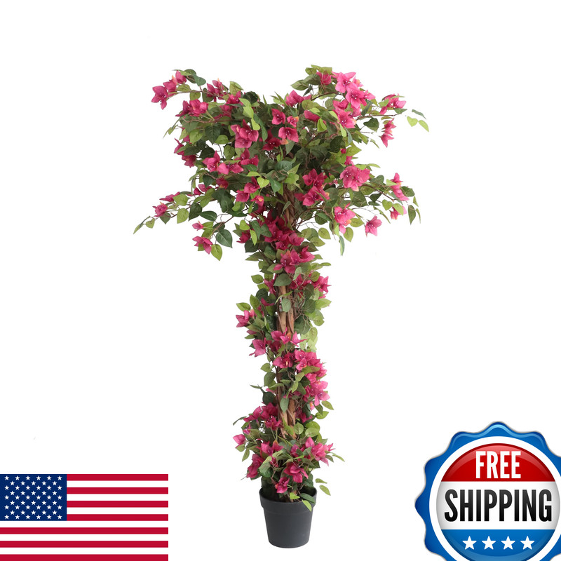 Damomo 5 Feet Artificial Bougainvillea Tree Flowers In Plastic Pot Faux