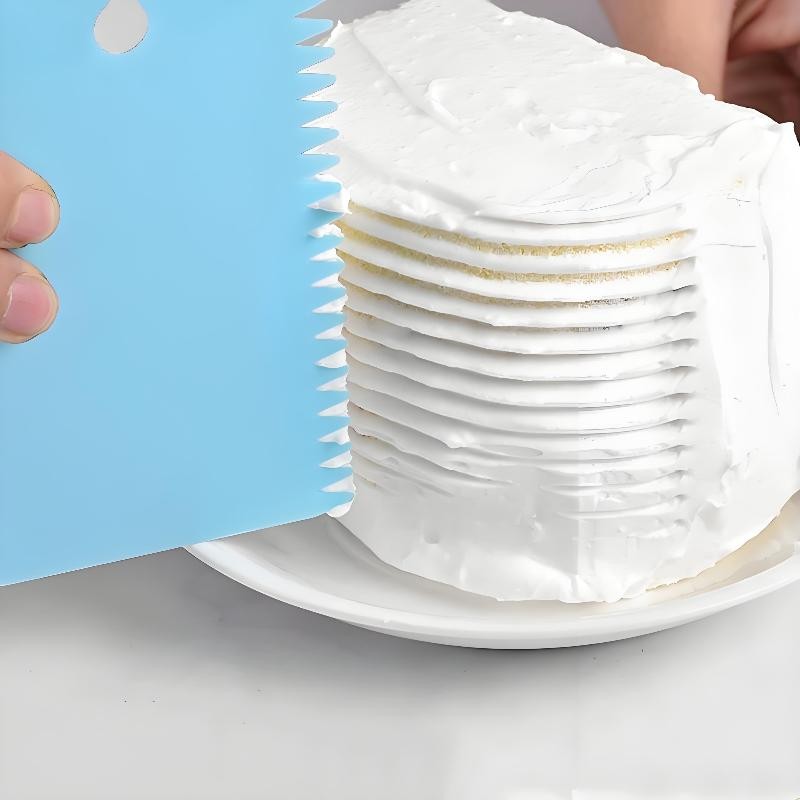 3Pcs Cream Scraper Suit DIY Kitchen Straight Arc Tooth Shape Cake Pasty Scraper gallery