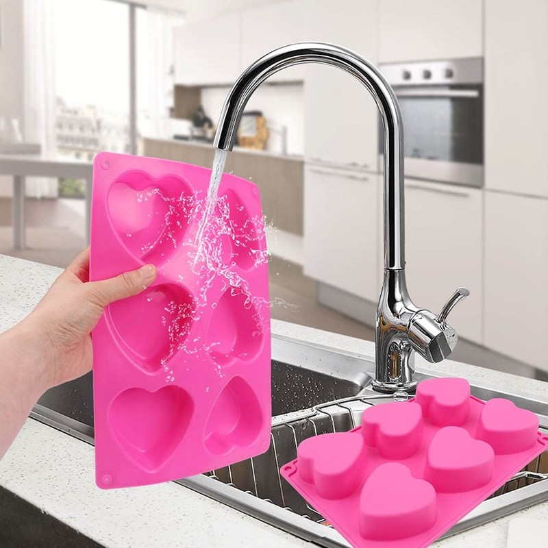 BAKER DEPOT 6 Holes Heart Shaped Set of 2 Silicone Mould gallery