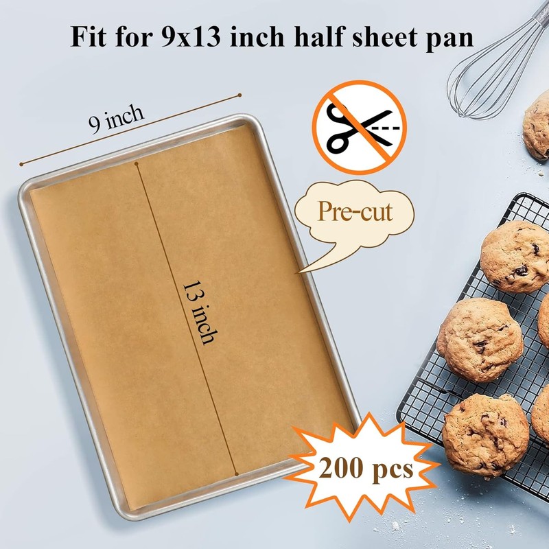 200PCS Unbleached Parchment Paper for Air Fryer Liners,9x13 Inch gallery