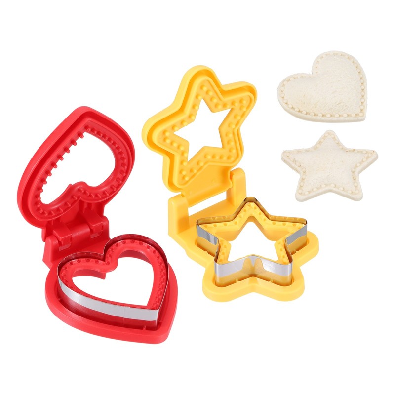 2 Pack Crustless Sandwich Cutter, Heart/Star Shape(Red/Yellow)
