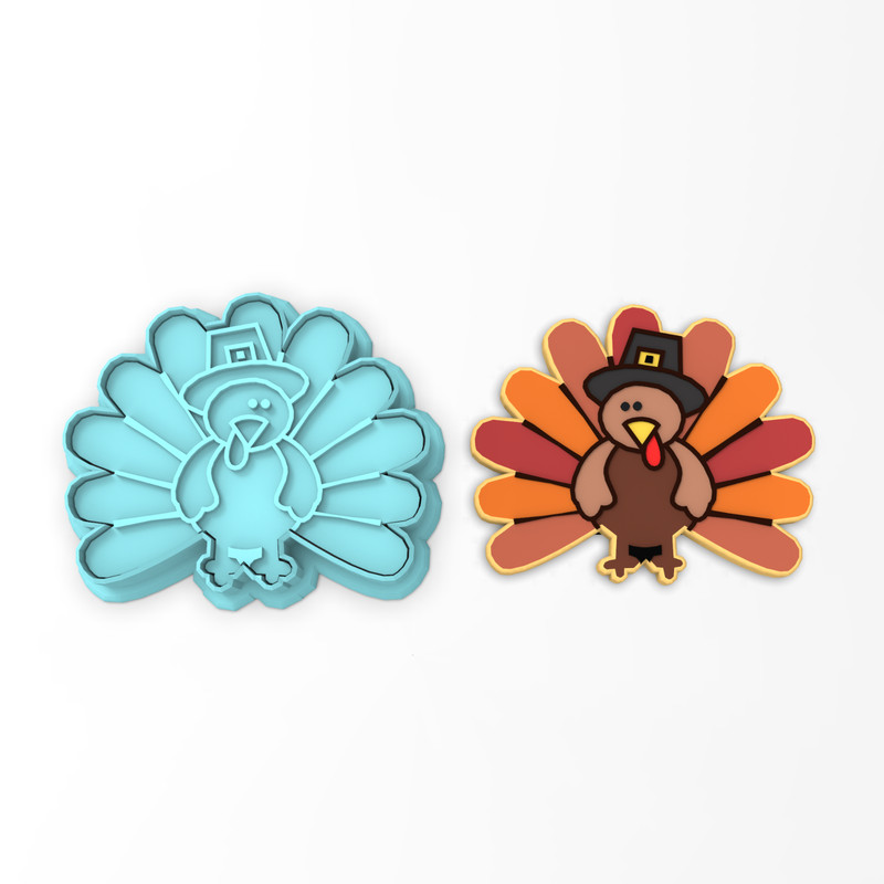 Turkey Pilgrim Cookie Cutter & Stamp #1 | Thanksgiving Feast Family Fall Autumn
