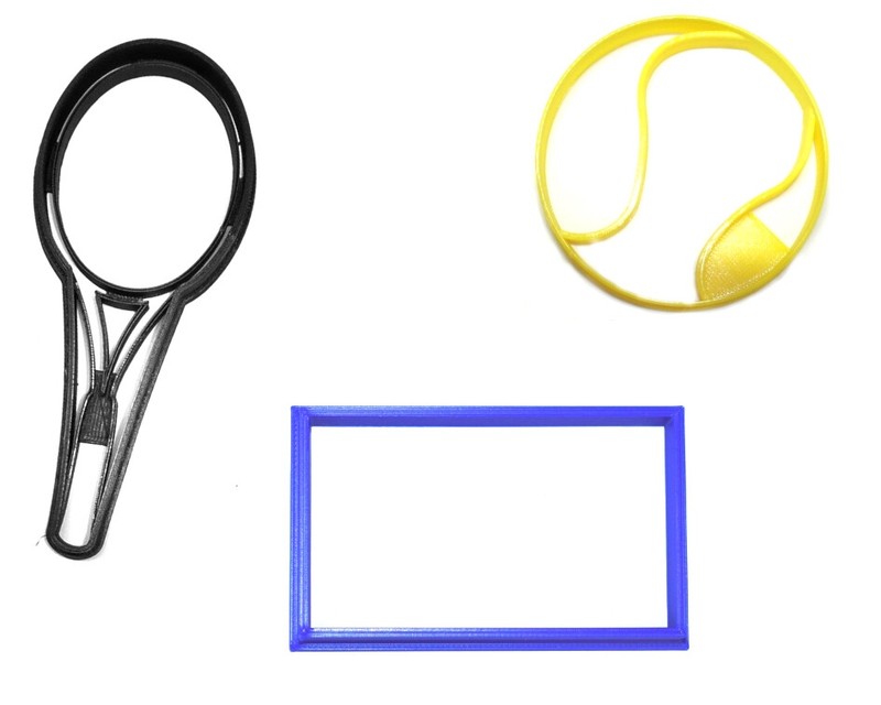 TENNIS BALL RACKET COURT SPORT ATHLETICS SET OF 3 COOKIE CUTTER USA PR1373