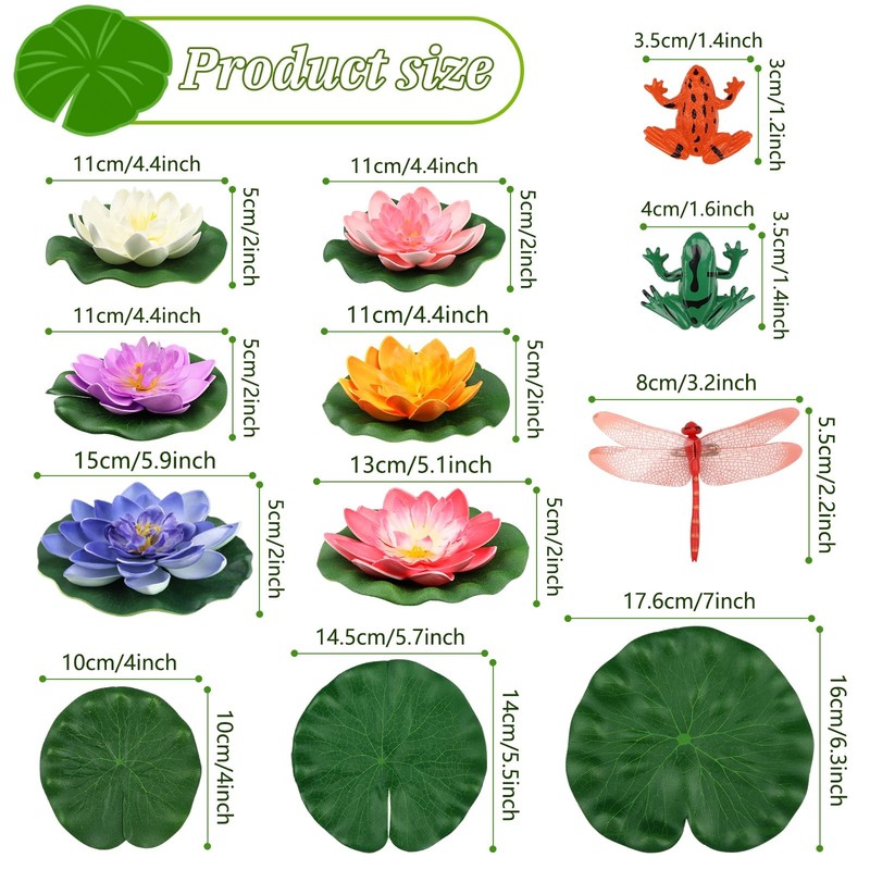 QUOZUO 22 Pack Artificial Floating Foam Lotus Flowers with Colorful gallery