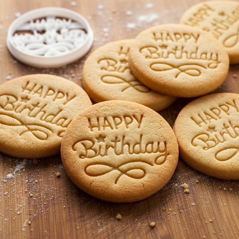 Happy Birthday Cookie Cutter - celebration baking message Embosser fondant stamp gallery