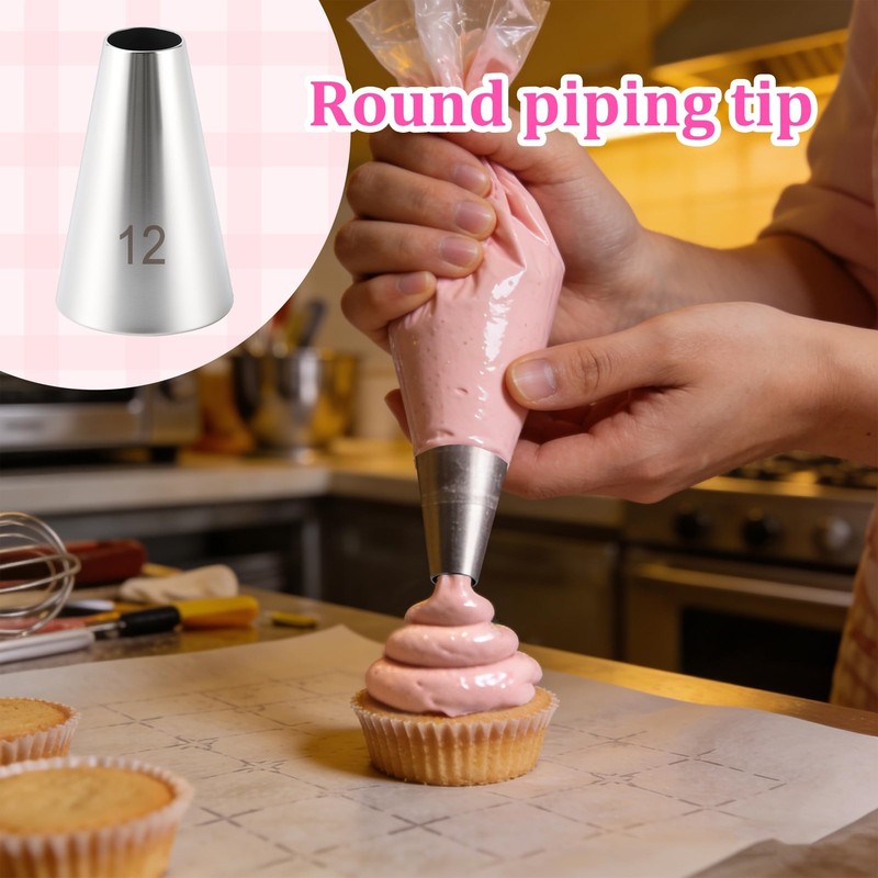 Stainless Steel #12 Round Piping Tip Reusable Icing Nozzles Baking Decor 3 PCS gallery