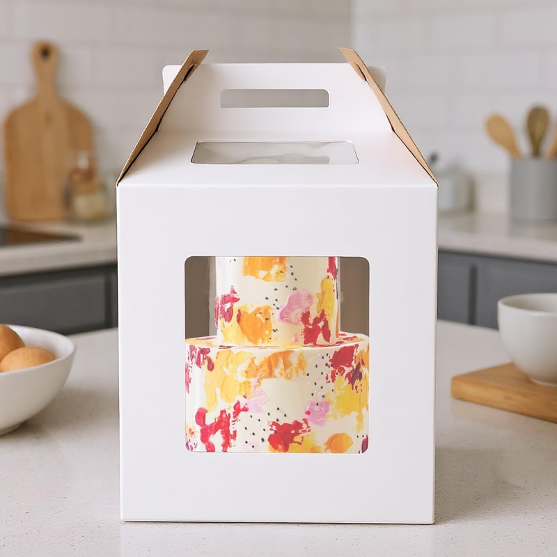 3PCS White Tall Cake Boxes Tier Cakes 14x14x16 Inch Layer Cakes Carrier Tall ... gallery