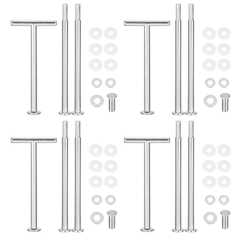 4 Set 3-Tier Cupcake Stand Hardware Fittings for Cake Stand T Shape Silver