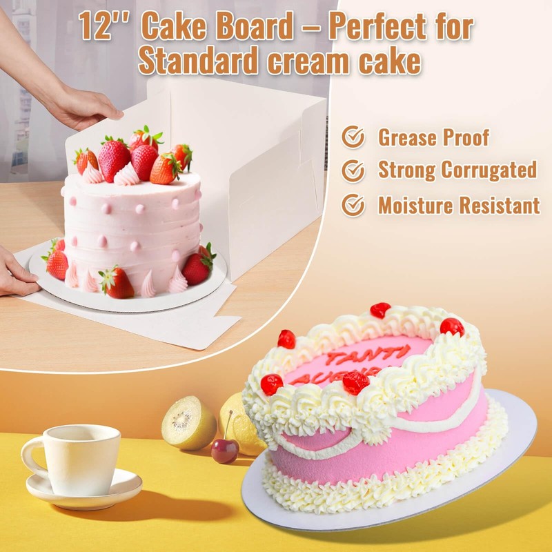 12 Pcs Cake Boxes 12 inch,12x12x8 Inches Cake Box with Window, 5 Pcs Tall 12x... gallery