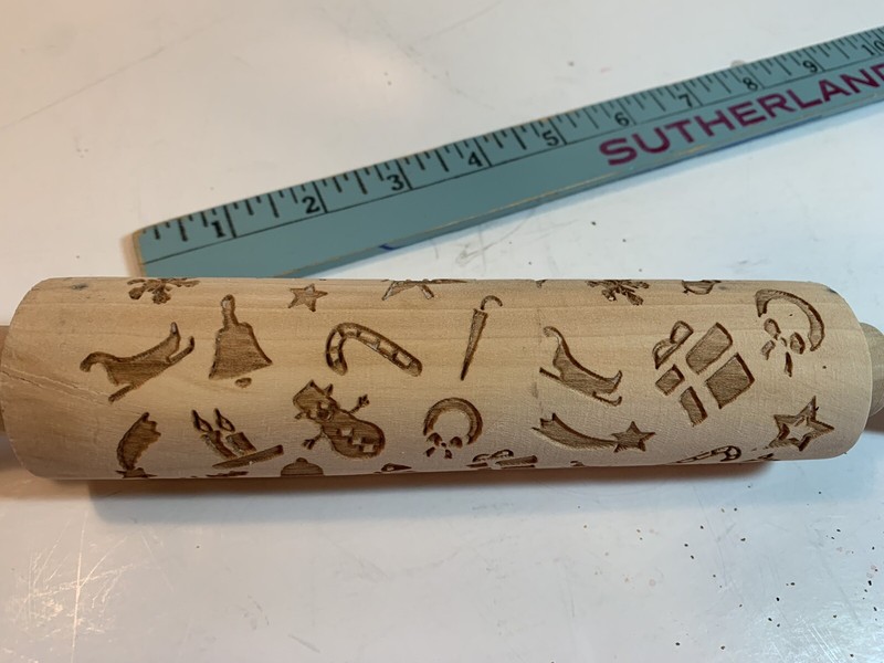 Christmas Themed Rolling Pin Natural Wood Laser Engraved 13 inch gallery