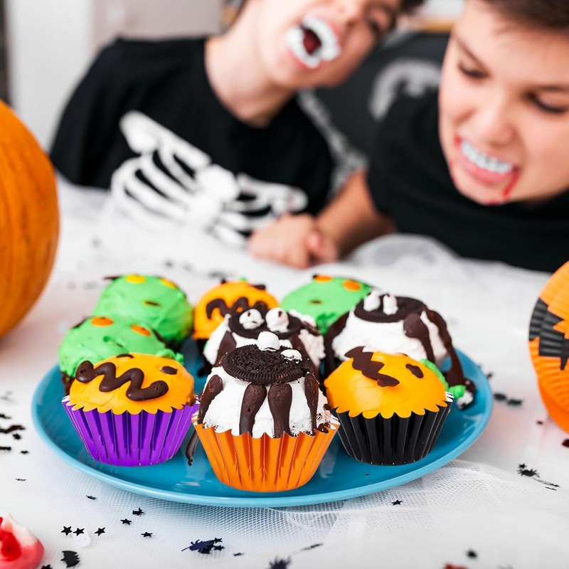 300Pcs Halloween Mini Foil Cupcake Liners Cake Paper Cup Foil Metallic Cupcake gallery
