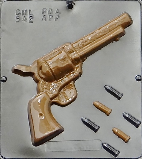 Revolver with Bullets Chocolate Candy Mold 542 NEW