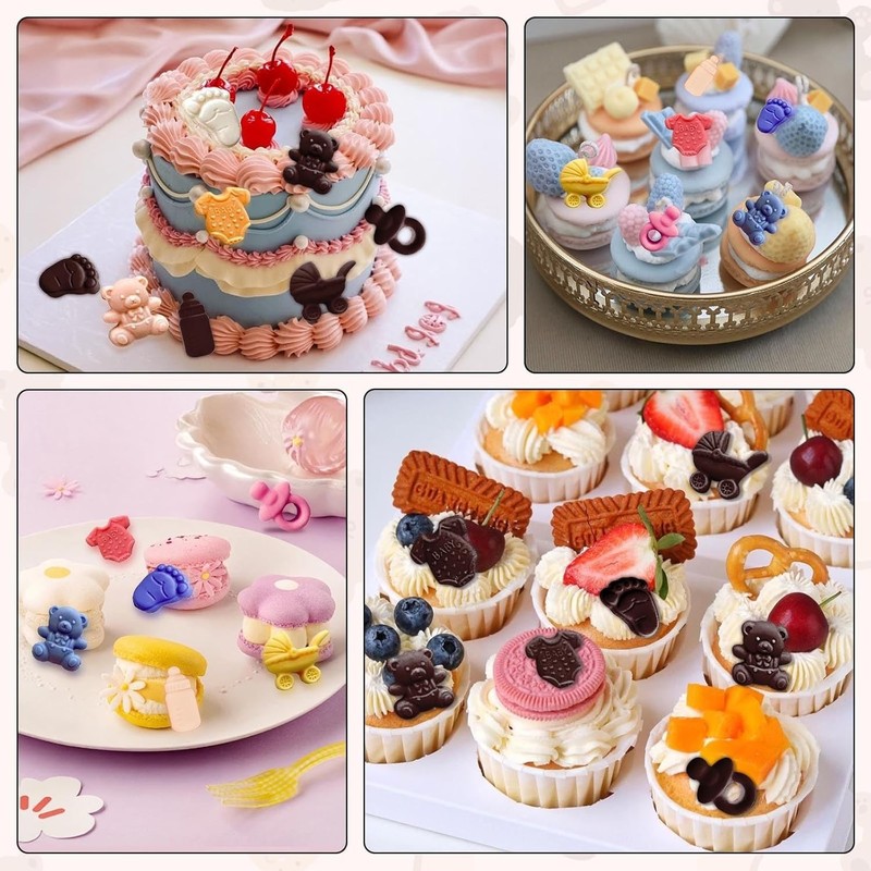 Baby-Shower Theme Candy Silicone Molds 2PCS, Chocolate Moulds with Cute Patterns gallery