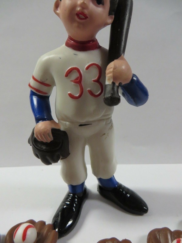 Vintage Lot Wilton BASEBALL PLAYER Cake Topper MITT & BALL Cupcake Picks Retro gallery
