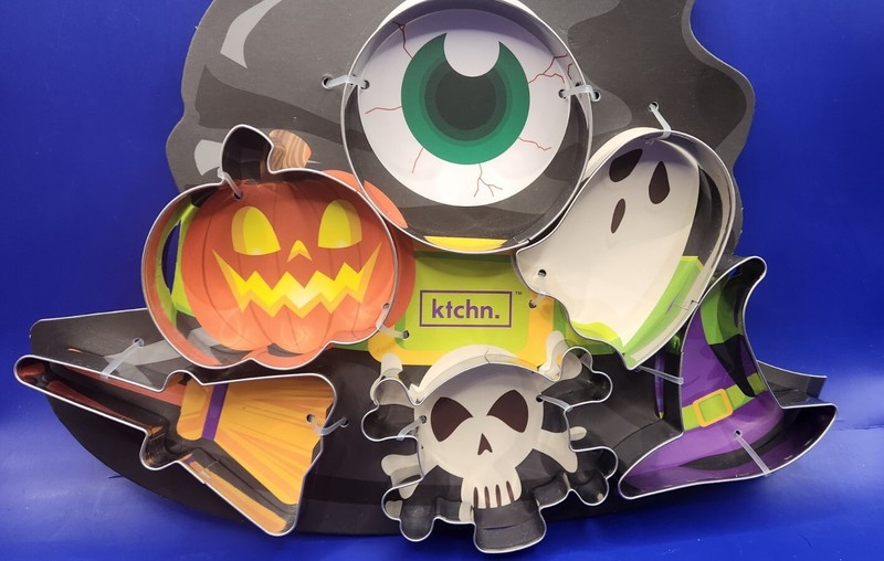 6 pc Halloween Cookie Cutters Set Pumpkin Bat Ghost Skull Hat Broom St Steel gallery
