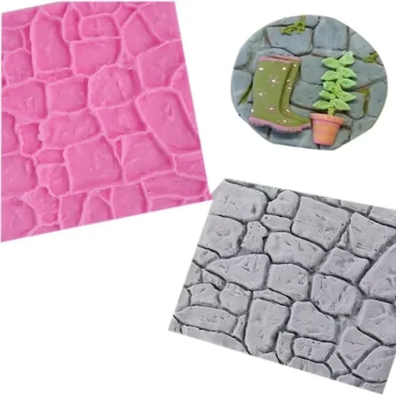 Rock Bark Texture Silicone Mold Kitchen Baking Cake Decoration Wall Skin gallery