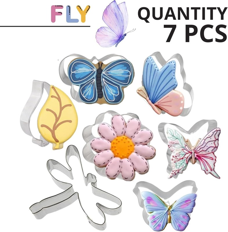 Pack of 7 Butterfly Cookie Cutter Set – Stainless Steel Cookie Cutters Dragon gallery