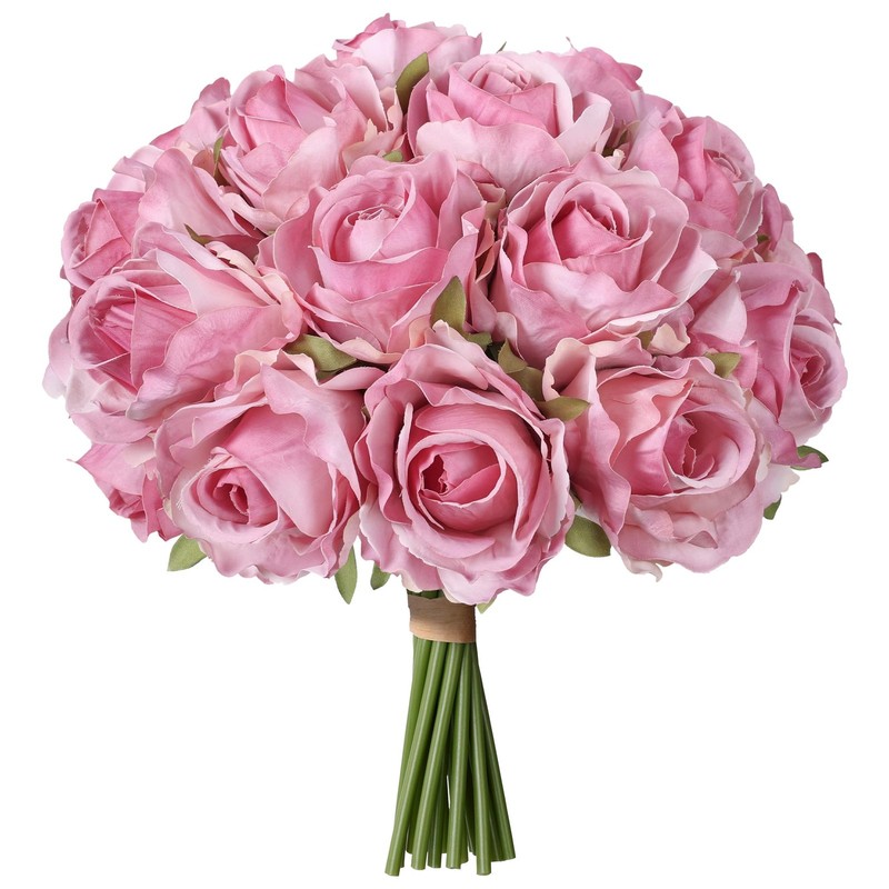 Ivydale 18pcs Pink Roses Artificial Flowers, Fake Roses Silk Flowers with Stems gallery