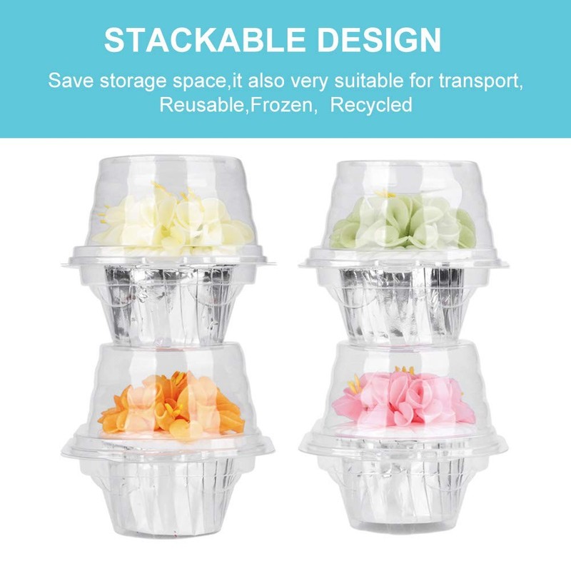 Plastic Cupcake Carriers, 50 Pcs, Clear, Dome Lid, Party Favor Boxes gallery