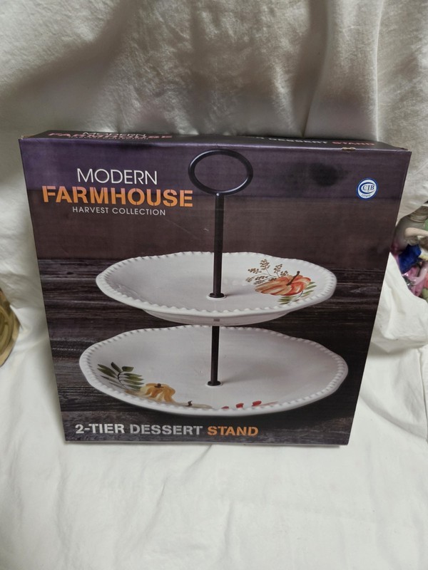 2022 MODERN FARMHOUSE 2 Tier Dessert Tray Harvest Collection NEW gallery