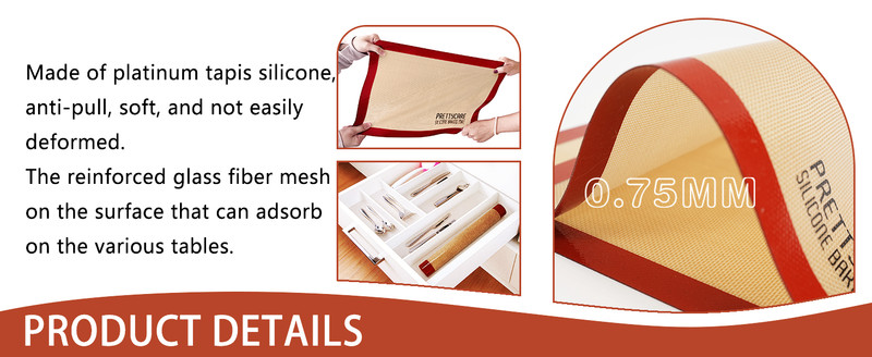 Silicone Baking Mat Set by (2 Half Sheet and 1 Quarter Sheet) Non Stick Cookie gallery
