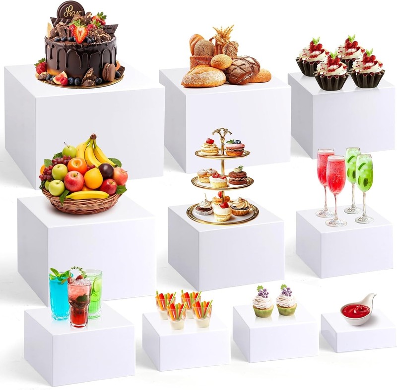 10 Pcs Acrylic Buffet Risers Large Stackable Food Display Stand Nesting Cube