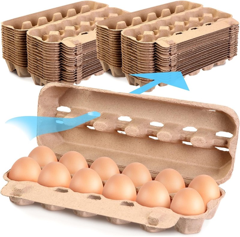 100 Pcs Air Vented Egg Cartons Bulk Holds up to 12 Eggs Strong Sturdy Natural... gallery