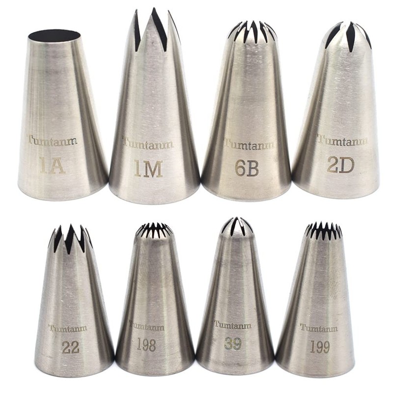 Open Star Piping Tip,8 Pack Stainless Steel Large piping nozzles Tip Set for …