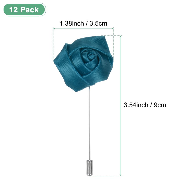 12-Pack Rose Boutonnieres, Lapel Pin Boutonnieres for Men Wedding [Indigo] gallery