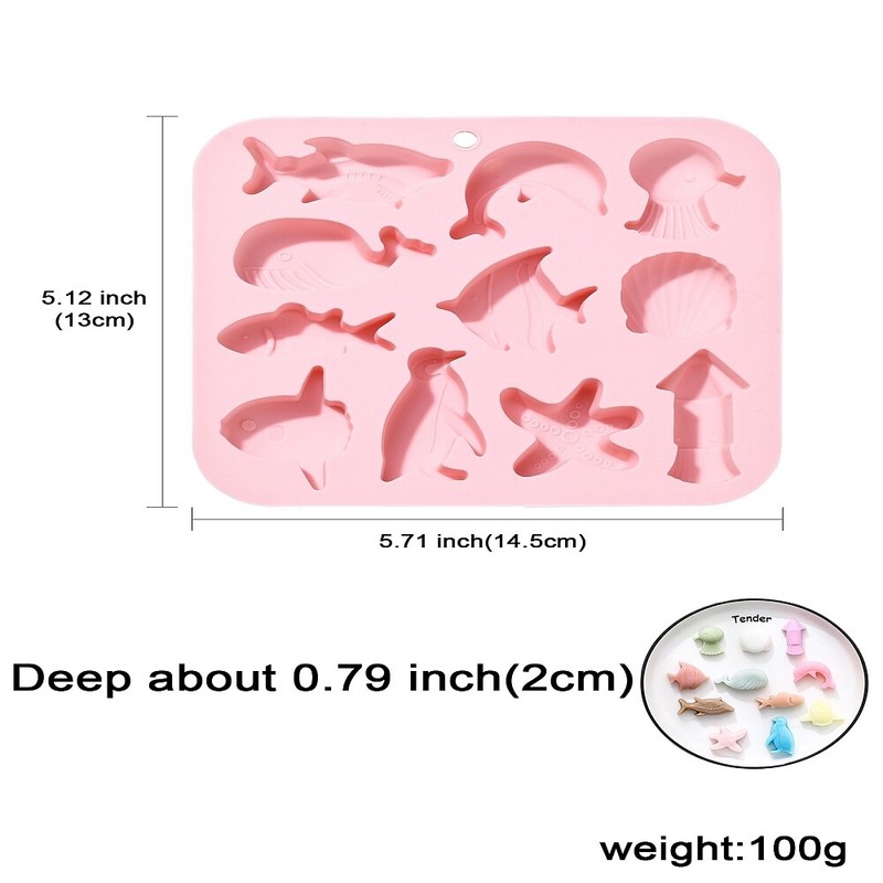 2x Silicone Sea Animal Mold Ocean Fish Starfish Dolphins Mold for Cake Chocolate gallery
