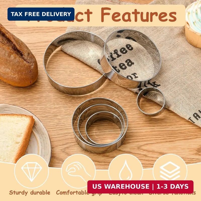 6 PCS Round Cookie Cutters (1.5,2,2.5,3,3.5,4 Inch), Stainless Steel Cookie Cutt gallery