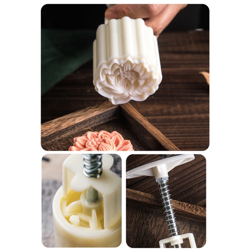 3D Lotus Mooncake Mold Hand Pressure Mould 125/150g DIY Baking Set gallery