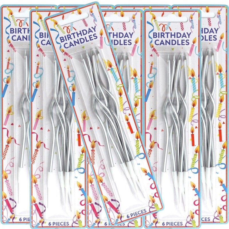 48 Count Silver Spiral Metallic Birthday Candles, Cake Candles, Birthday... gallery