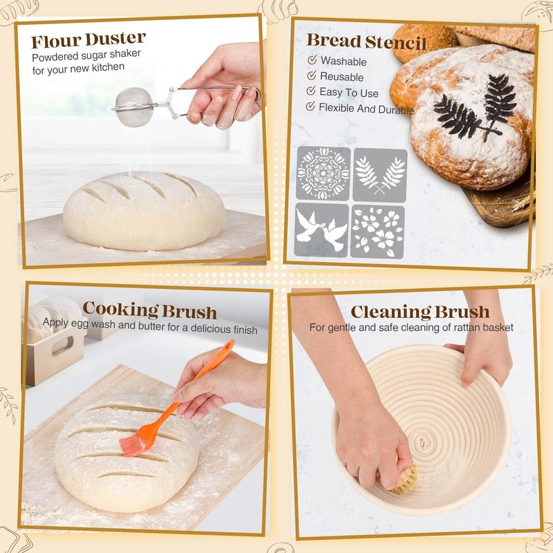 Sourdough Bread Baking Supplies, Sourdough Starter Kit, Bread Proofing Basket... gallery