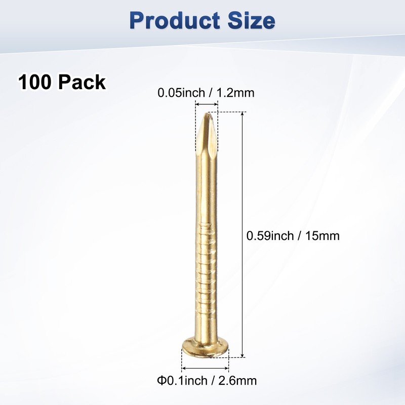 100-Pack Small Nails, 1.2mm x 15mm Brass Nails Round Head Hardware gallery