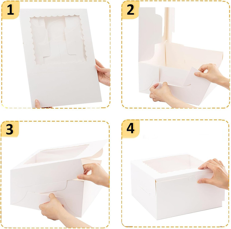 20Pack 10X10X5 Inch Cake Boxes with Boards(10 Boxes & 10 Boards), White Baker Bo gallery