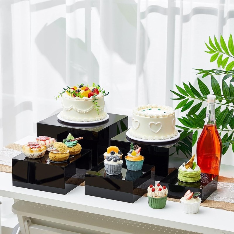 5PCS Buffet Risers & Display Stand 6" 7" 8" 9" 10" Acrylic Dessert Cupcake Stand gallery