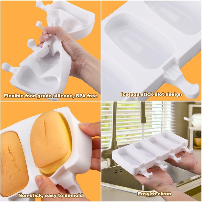 Cake Pop Mold Kit, 2 Pack 8 Cavities Cakesicle Molds Silicone with 100 Wooden... gallery