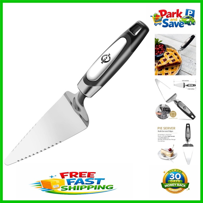Elegantly Crafted Stainless Steel Pie Server – Serrated Dessert Slicer Black