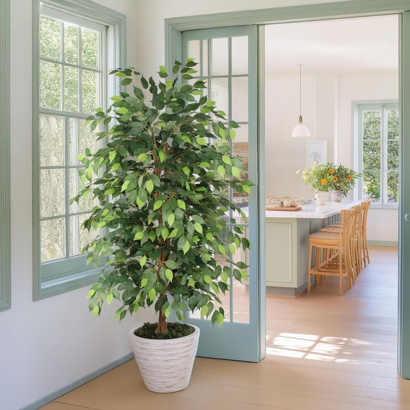 Aqugq Ficus Tree Artificial 6Ft Tall Fake Tree Realistic Leaves Trunk gallery