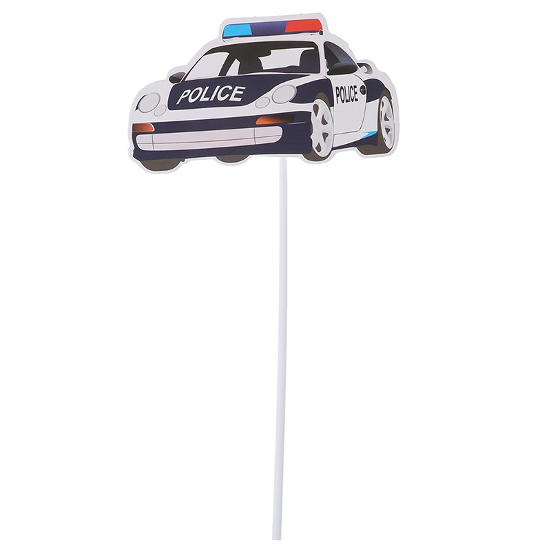PRECUT Cartoon Police Car Plane Handcuffs Birthday Cupcake Toppers Decoratio..X gallery