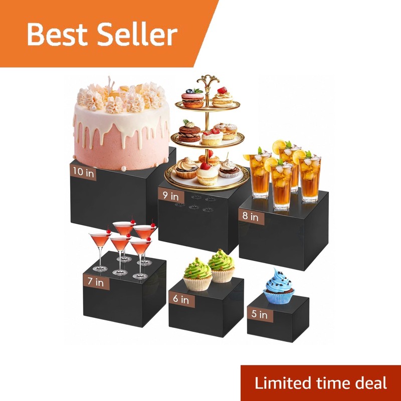 Ngdiluxury Buffet Risers 6 Pcs Black 5″-10″ Display Stands