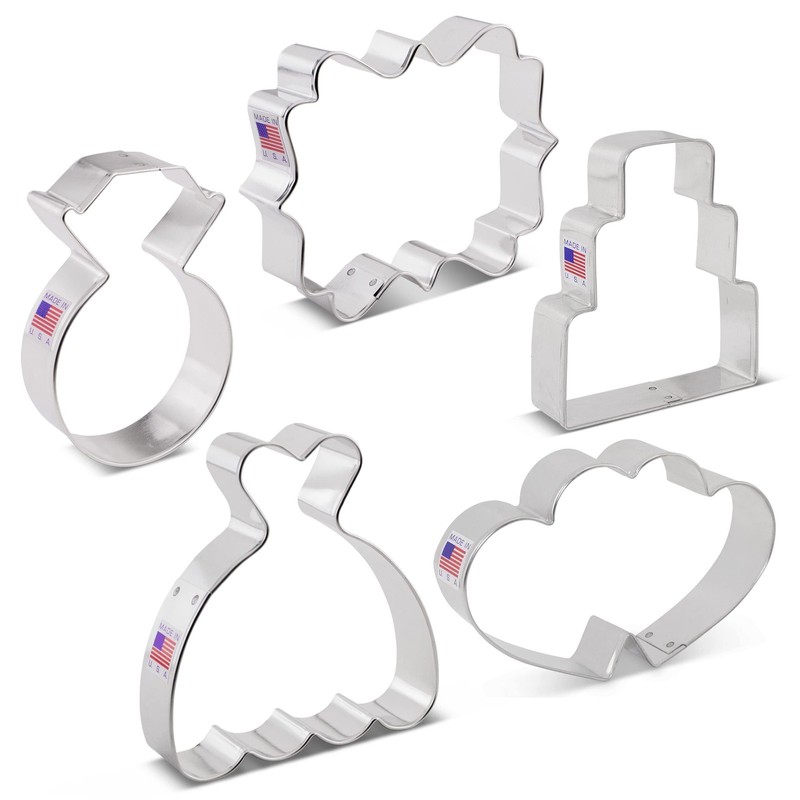 Ann Clark Wedding Cookie Cutters 5-Pc Set (Square Plaque, Wedding Cake, Weddi... gallery