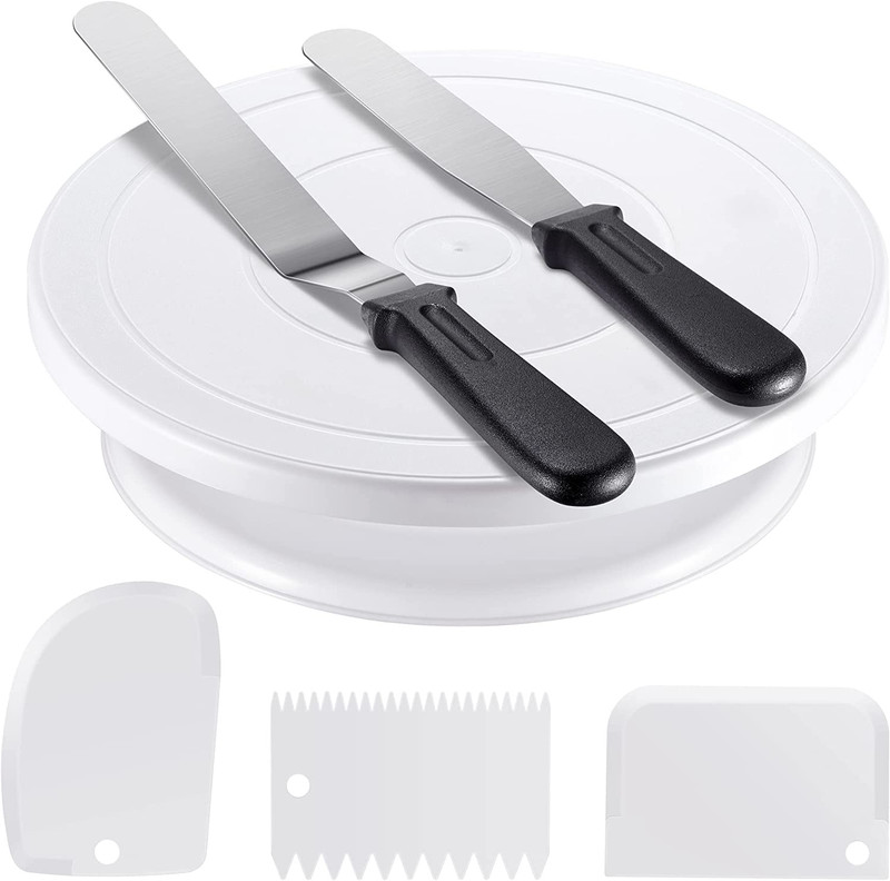 Cake Decorating Kit Baking Supplies Set Cake Turntable with 2 Frosting Straight