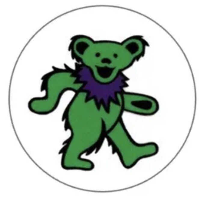 1- Green Dancing Bear edible wafer paper round cake topper, Choose size