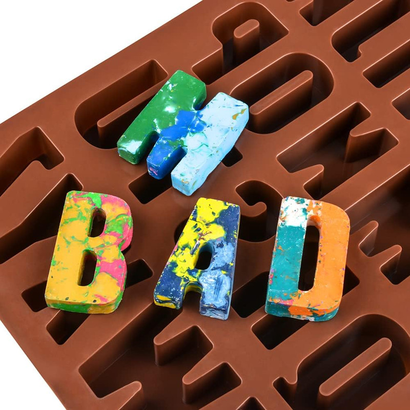 2Pcs Large Letter Molds Silicone Alphabet Mold for Crayon, Cake Baking Decor (2) gallery