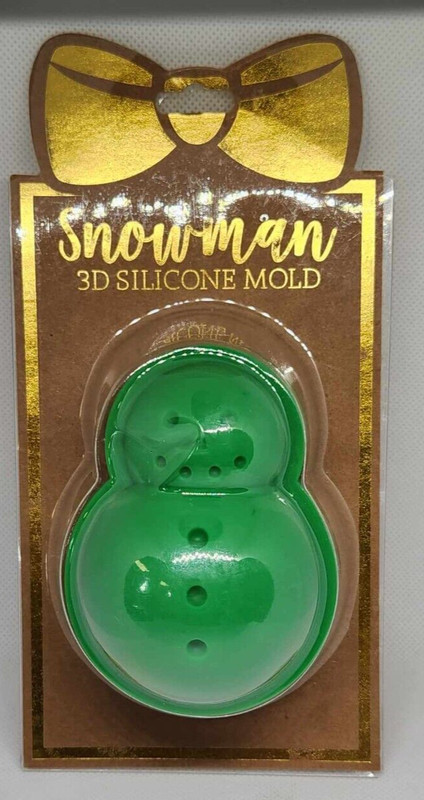 Winter Snowman 3D Silicone Mold Green Dishwasher & Microwave Safe