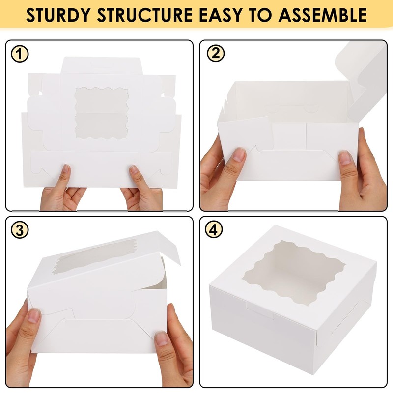 30pcs White Cookie Boxes with Window, 6x6x3 Inches, Bakery Boxes for Cookies,... gallery